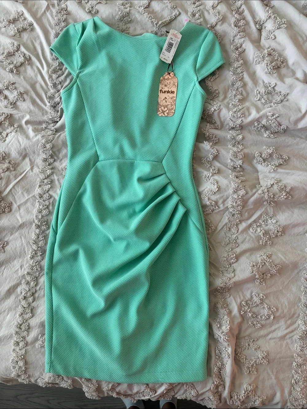 Mint Sheath Dress - Tailored Cap Sleeve Dress